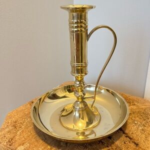 Vintage Brass Chamberstick  Candlestick Candle Holder